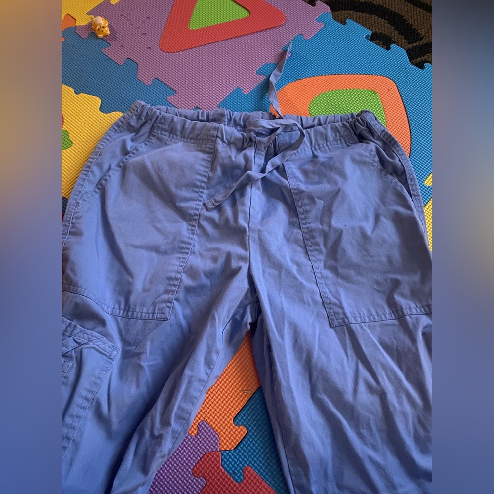 Blue draw string scrub pants